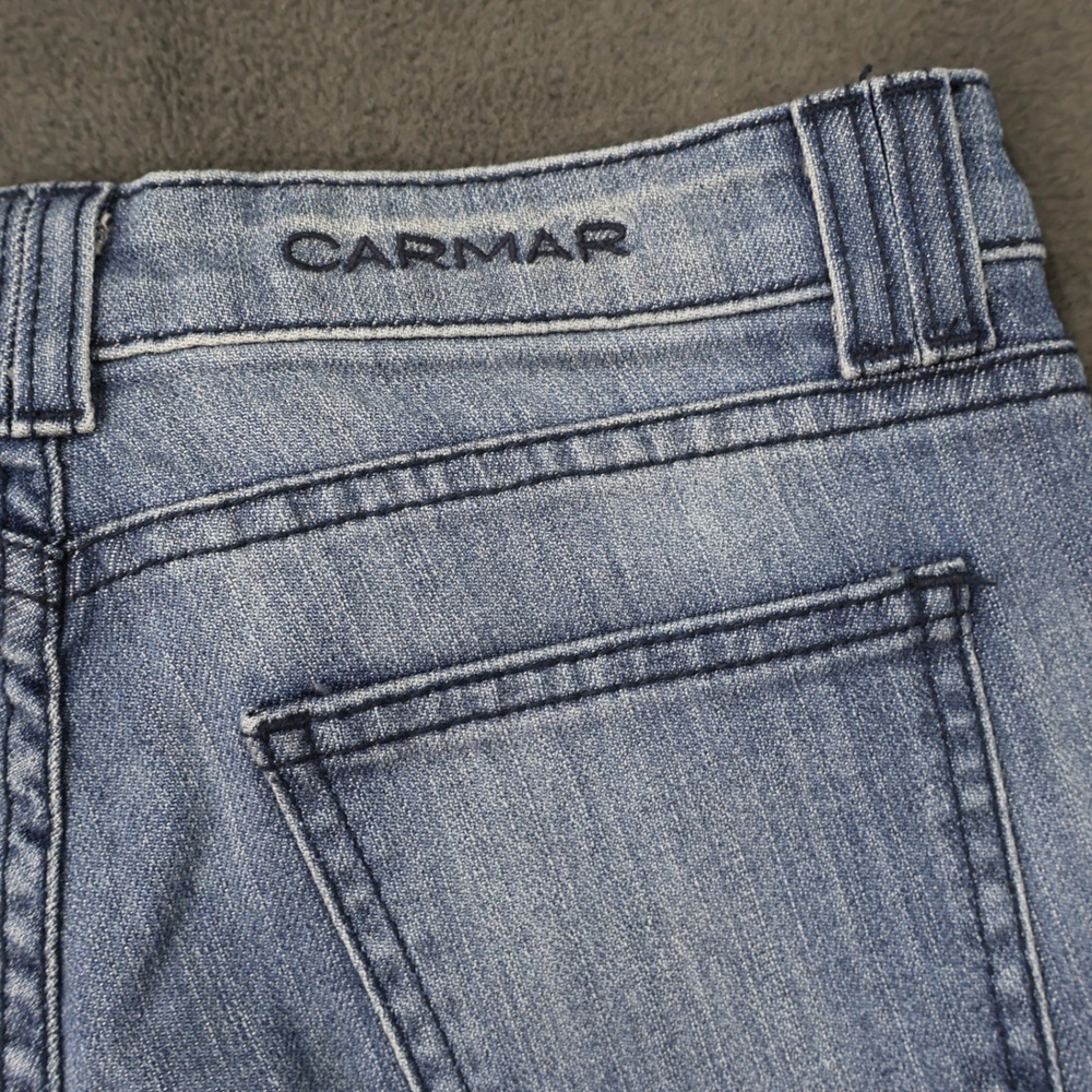 Carmar Womens 25 Jeans Light Wash Ribbed Knee Low Rise Slim Straight Leg - Picture 6 of 12